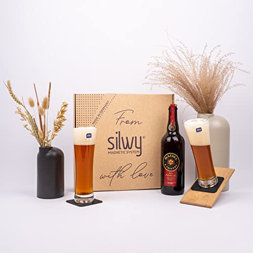silwy® Geschenkbox, Maisel & Friends Craft Beer 0,75 l mit Magnet-Kristallgläsern inkl. Metall-Nano-Gel-Pads – DIE perfekte Geschenkidee für Camping-, Caravaning-, Boot- oder Yachtliebhaber