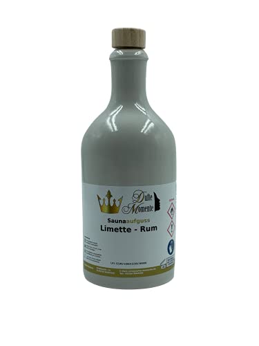 Sauna Aufguss Limette - Rum - 500ml in weißer Steinzeugflasche mit Korkmündung in gewohnter Premiumqualität von Dufte Momente