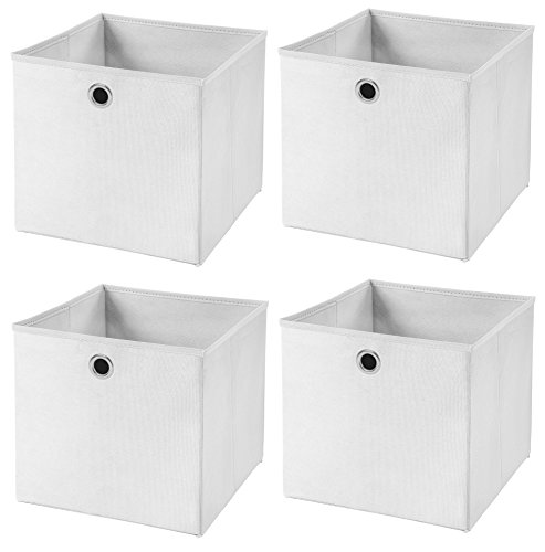 StickandShine 4er Set Weiß Faltbox 32 x 32 x 32 cm Aufbewahrungsbox faltbar