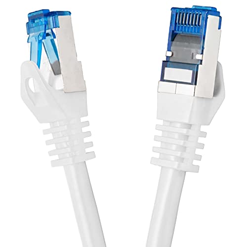 BIGtec 30m CAT.7 Patchkabel Netzwerkkabel Gigabit Patch DSL LAN Ethernet Kabel weiß Kupferkabel doppelt geschirmt (RJ45 Stecker Cat-7 S/FTP PIMF)