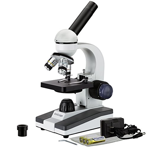 AmScope M150C-I Optische Ganzmetalllinsen Akku-LED-Studentenmikroskop für biologische Verbindungen, 40X-1000X