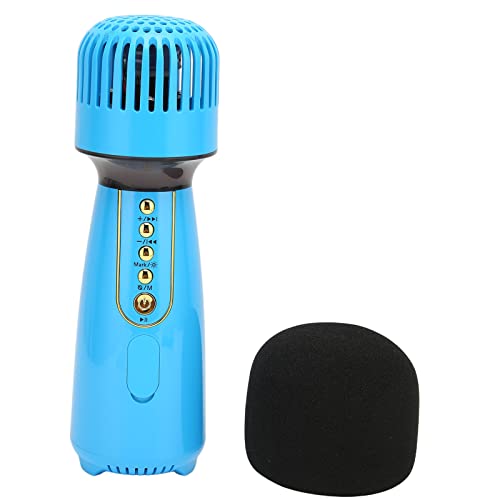 Karaoke-Mikrofon, L868 Drahtloses Bluetooth-Mikrofon für Kinder, Handmikrofon mit LED-Licht für die Rede bei Interviews zu Hause, Tragbares Mikrofon für Alle Smartphones(Blau)
