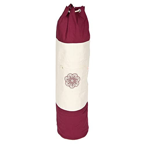 Yogabox Yogatasche Surya Bag 2 farbig für Schurwollmatten, aubergine/Natur, L:75 cm/Ø 25 cm