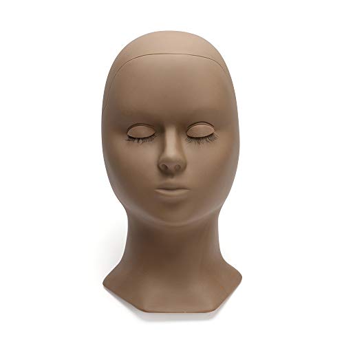 Soft Touch Silikon Wimpernverlängerung Supplies Puppe Mannequin Lebensechte echte Haut Wimpern Verlängerung Kopf Mannequin Kopf mit abnehmbaren Augenlidern (dunkel & kopf)
