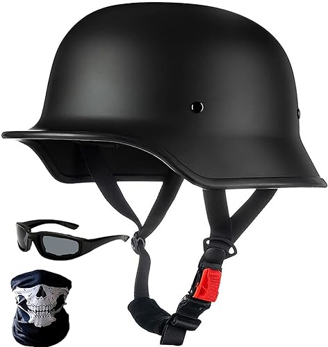 Vintage Motorradhelm Motorrad Halbhelme mit ECE, Jethelm Retro, Chopper Helm, Scooter-Helm, Fahrradhelm, mit Herausnehmbares Innenfutter und Schnellverschlussschnallen M~XXL 56~64CM 2,XXL