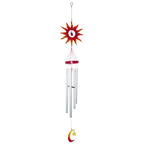 Laroom 14060 - Wind Windspiel Metall mit Sonne und Mond 82 cm, Rot