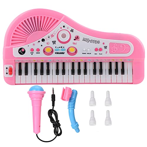 Zerodis 37 Keyboard E Piano Instrument Kinder Musik Spielzeug für Frühe Pädagogische mit Klavier und Mikrofon für Kleinkinder(Pink)