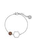 Kerbholz Holzschmuck – Geometrics Collection Twin Bracelet silber, filigranes Frauen Armband, Schmuck mit Naturholz Anhänger, größenverstellbar, Armbandlänge 15 cm + 2,5 cm