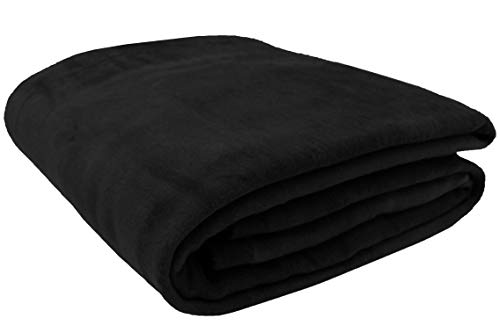 ZOLLNER Wolldecke schwarz 220 x 240 cm, Baumwollmix, viele Farben, Größen