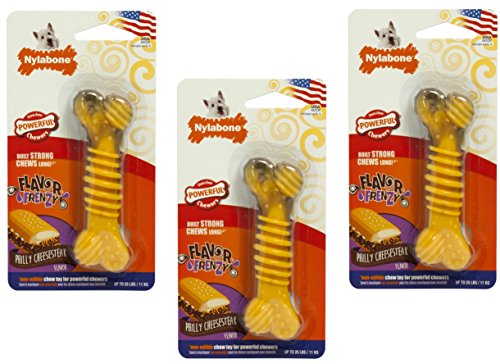 Nylabone Flavor Frenzy Dura Kauspielzeug für Hunde, mit Käsestuch, Größe Regular, 3 Stück