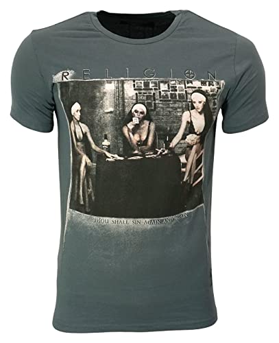 Religion Herren T-Shirt Strip Poker (Blau, L)