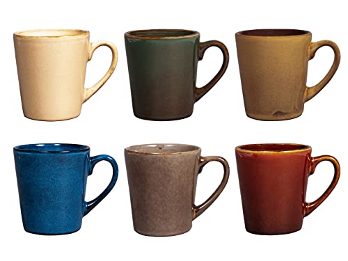 H&H Tierra Set mit 6 Teetassen, Steinware, verschiedene Farben, cc200, Herbstfarben