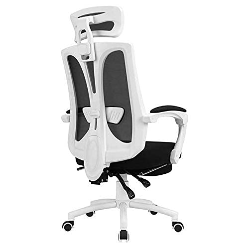 Boss Bürostuhl, Stühle, Büro- und Heimstuhl, Netzstoff, hohe Rückenlehne, verstellbare Kopfstütze, Armlehne, Lordosenstütze, ergonomische Neigungsfunktion, 360 Grad drehbar (Farbe: Weiß), Stuhl