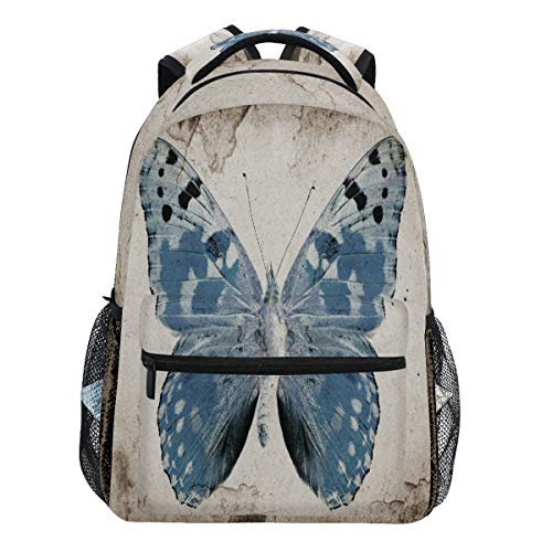 Oarencol Rucksack mit blauem Schmetterling, Vintage-Stil, für Damen/Herren/Mädchen/Jungen