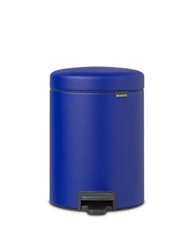 Brabantia NewIcon Treteimer, 5 Liter, sanft schließend, Kunststoff-Inneneimer – Mineral Powerful Blue