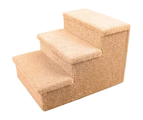 Penn Plax - 3 Step Carpeted Pet Stairs for Both Cats & Dogs - 18" Total Height