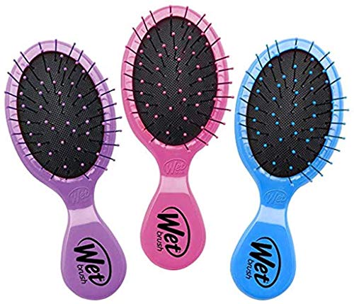 Nassbürste Multi-Pack Squirt Detangler Haarbürste mit weichen IntelliFlex Borsten, perfekte Haarbürste für Männer, Frauen und Kinder, Mini-Reise-Entwirrer – 3 Stück (Rosa, Lila, Blau)