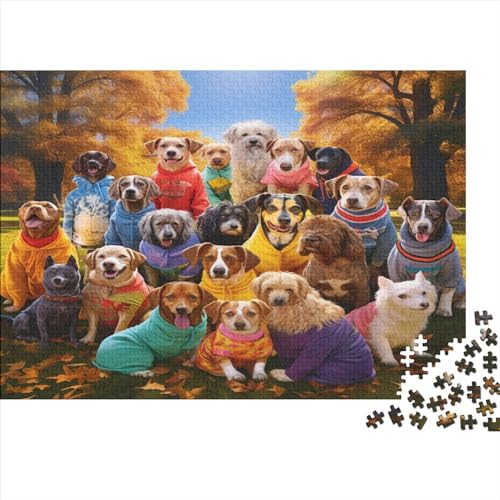 1000-teilige Puzzles Für Erwachsene | Dog Family Portrait | Familienspaß-Puzzles 1000 Teile Für Erwachsene Geschenke Ungelöstes Puzzle 1000pcs (75x50cm)