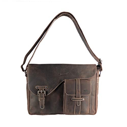 Arrigo Unisex-Erwachsene Messenger Bag Kuriertasche, Braun (Donkerbruin), 34.5x26.5x8 cm