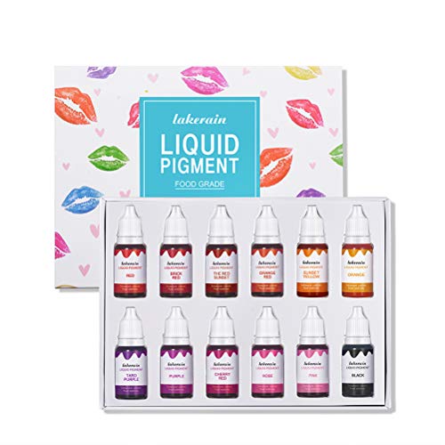 DIY Lipgloss Farbe 12 Flaschen 10ml Lipgloss Colorants Makeup Flüssig Farbstoffe Set Hautverträgliche Farbe Pigment DIY Schmuckherstellung Basteln Geschenk für Frauen