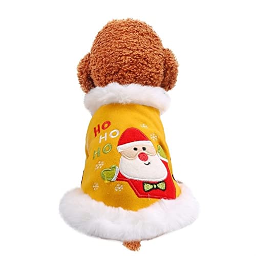 Kostüme for Hunde Weihnachtshundekleidung Bedruckter Herbst-/Wintermantel Gelbe Katze Feiertagskleidung Haustierhundejacke (Size : S)