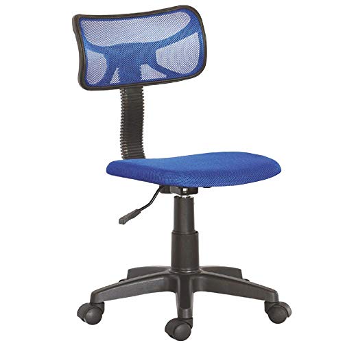 BAKAJI Drehstuhl mit 5 Rädern, Büro, Schreibtisch, Rückenlehne, ergonomisch, Blau, Leinwand, Medium