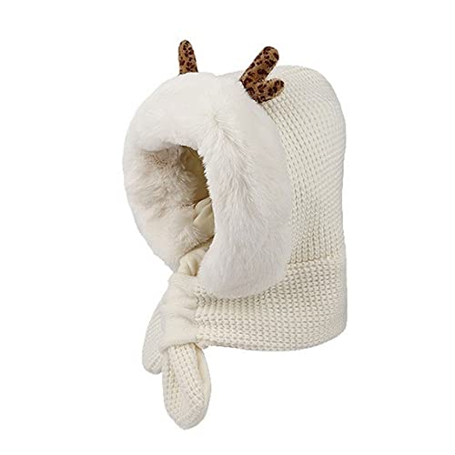 ZAJ Mütze Gestrickte Trappermütze für den Winter, übergroße, weihnachtliche, warme Kunstpelzmütze mit Geweih Warme Winddichte Hut
