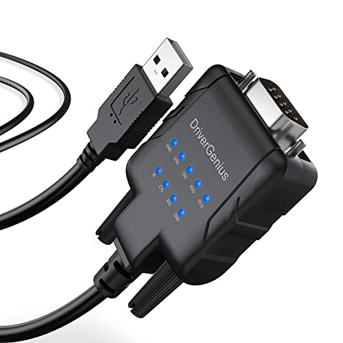 DriverGenius USB Typ-A auf Seriell RS232-(DB9) Adapter Konverter mit 9 x LEDs für IT-Administratoren