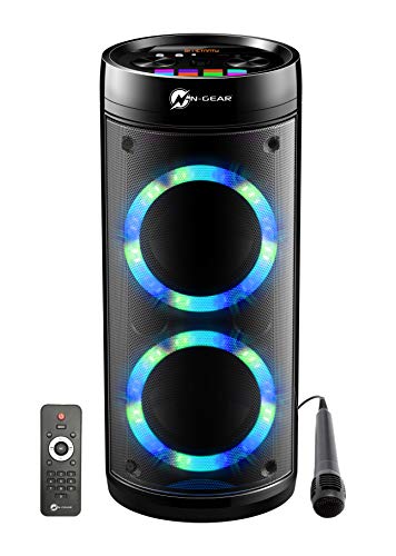 N-GEAR LPG26R Let's Go Party Bluetooth-Lautsprecher mit Karaoke-Mikrofon, LED Disco, Power Bank, Leistung 600 W (40 W RMS), Black