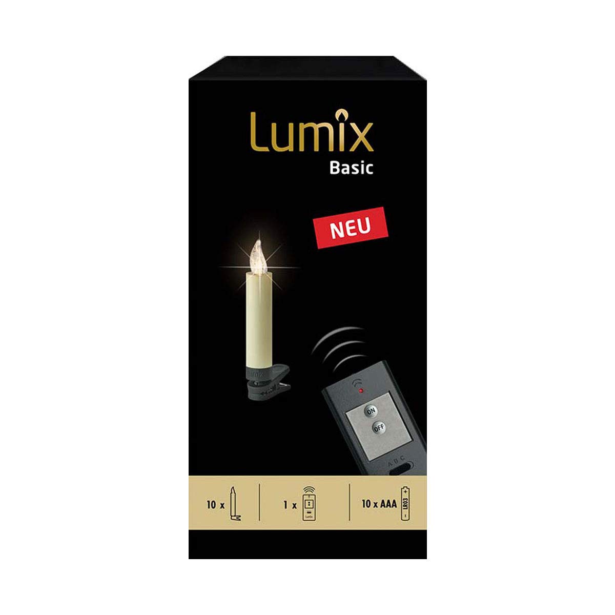 Lumix® LED kabellose Weihnachtsbaum Christbaumkerzen Basic Mini 10er Basis-Set Warmweiß inkl. Fernbedienung ohne Timer Elfenbein 9cm 75460