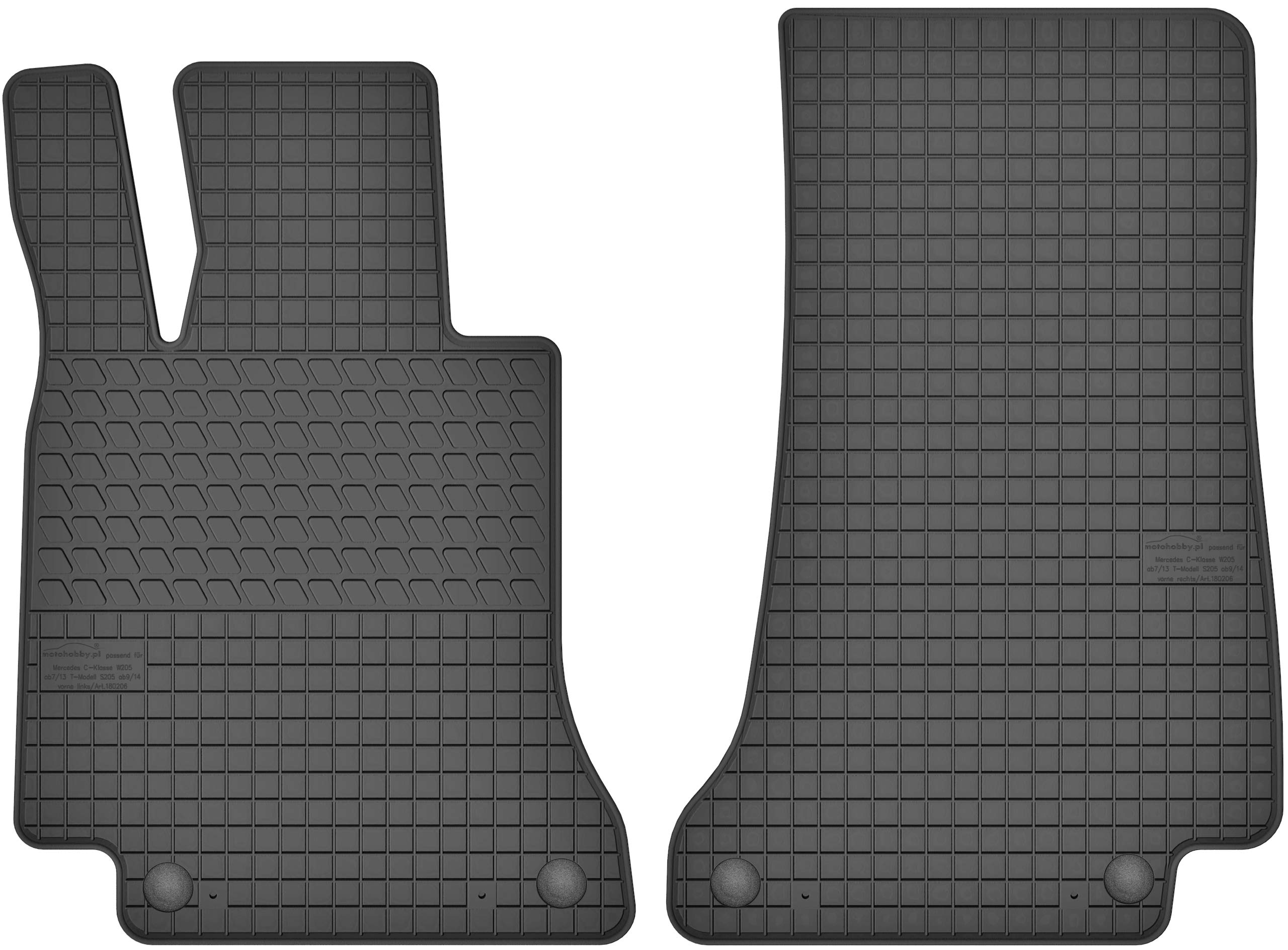 Gummimatten Vorne Gummi Fußmatten Satz für Mercedes-Benz C-Klasse W205 (ab 2014) - 2-teilig - Passgenau