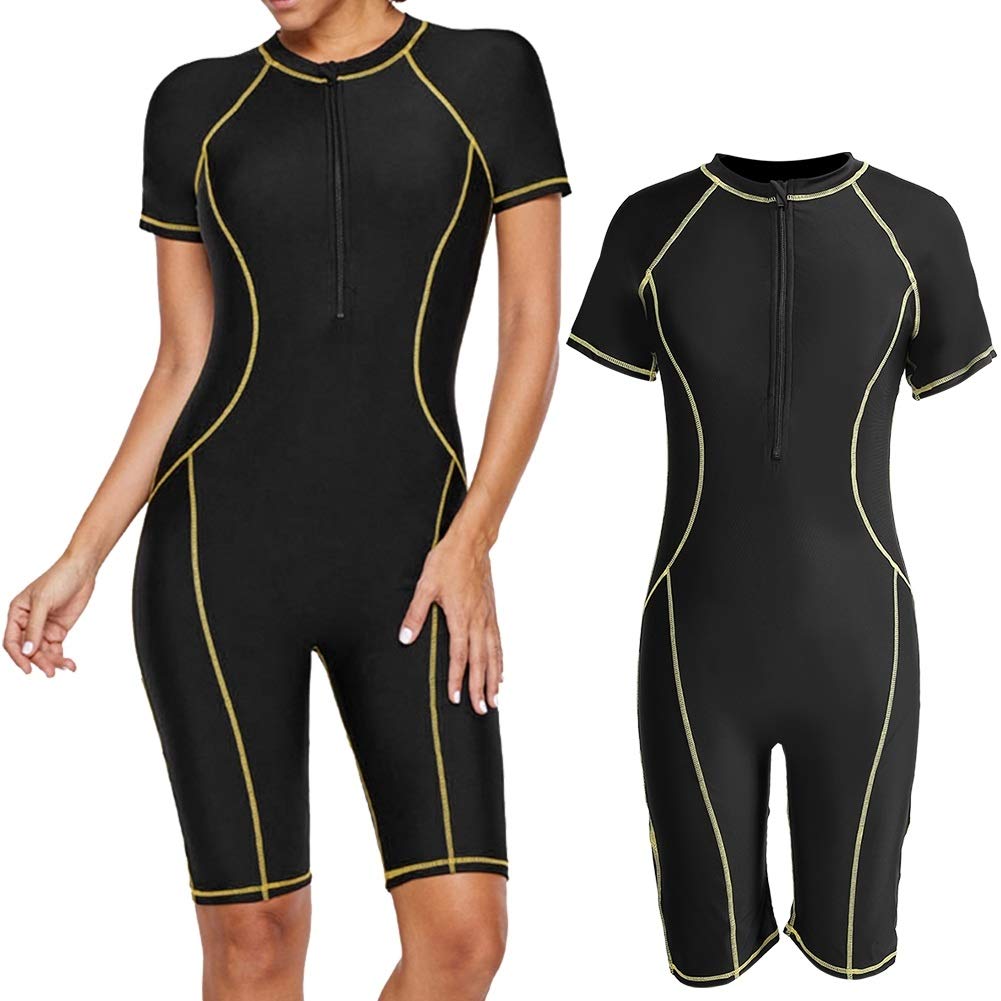 Nikou Lady Taucheranzug- Damen Shortie Taucheranzug, Surfanzug mit einteiliger schwarzer Tauch Wetsuit zum Schnorcheln, Schnelltrocknende Badebekleidung, Jumpsuit Diving Bodyboarding(Größe : XL)