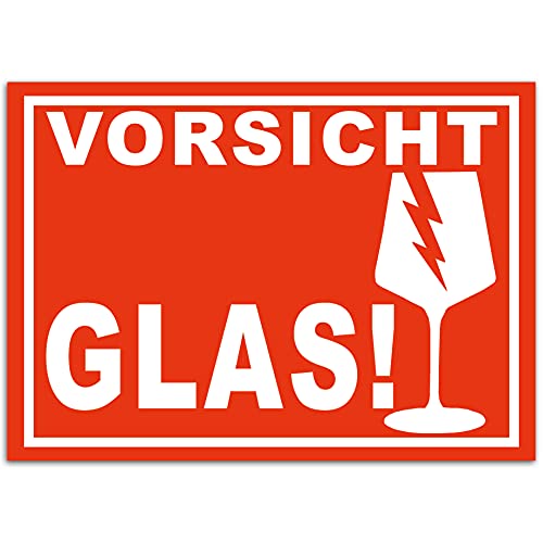 300x Aufkleber Vorsicht Glas Din A6 (105x148 mm) Alternative zu Vorsicht Glas Klebeband Bruchgefahr Warnetiketten Zerbrechlich