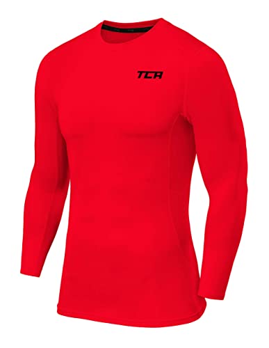 TCA Herren Langarm Kompressionsshirt mit Thermo Funktion - Rot, M