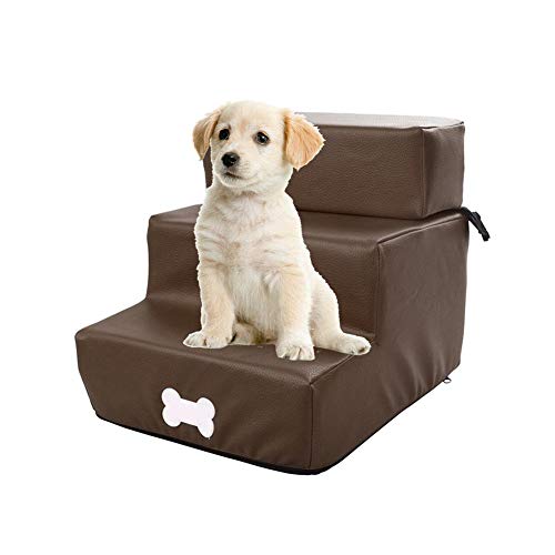 Kitabetty Pet Stairs, 3 Story für Katzen/Hunde, Portable Removable Washable Pet Leder Hundetreppe für kleine Hunde und ältere Hunde, 30 × 36 × 30 cm