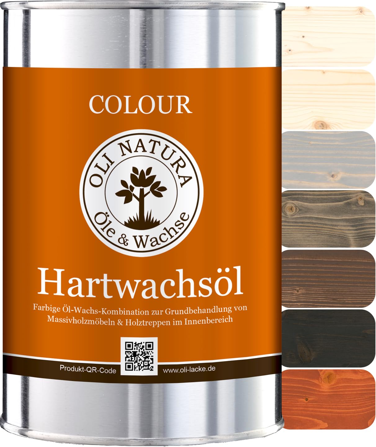 OLI-NATURA Colour Hartwachsöl, Farböl für Holzmöbel und Treppen, 1L, Ash Grey