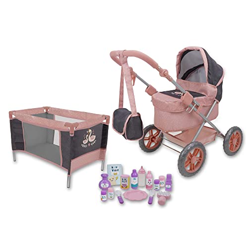 509 Crew Little Swan Puppenkinderwagen, 18-teiliges Kombi-Spiel-Set, ab 3 Jahren