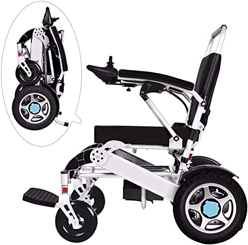 ZLYJ Elektrischer Rollstuhl für Erwachsene, Elektrischer Leichter Faltrollstuhl, 20AH-Lithiumbatterie, 360°-Joystick All Terrain Elektrischer Faltrollstuhl 500 W Motorleistung Black