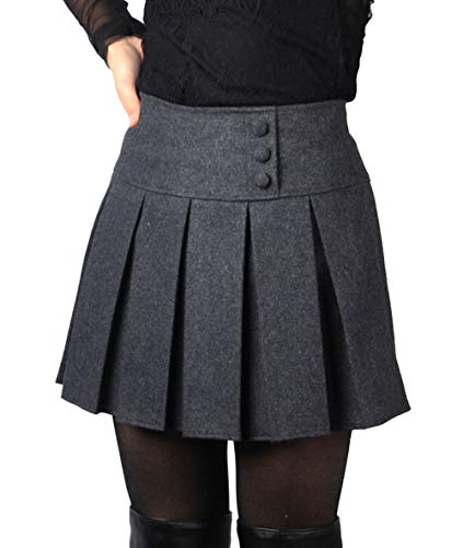 Cheerlife Damen Heiß Schule Mädchen Kariert Röcke Minirock Wollrock Faltenröcke kurz Skirt 15 Grau