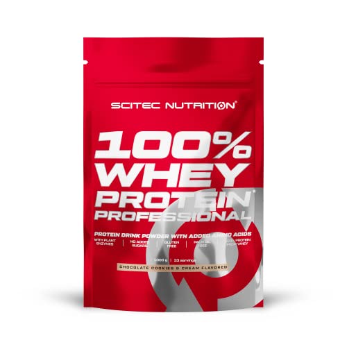 Scitec Nutrition 100% Whey Protein Professional mit extra zusätzlichen Aminosäuren und Verdauungsenzymen, glutenfrei, 1000 g, Schokolade-Cookies & Cream