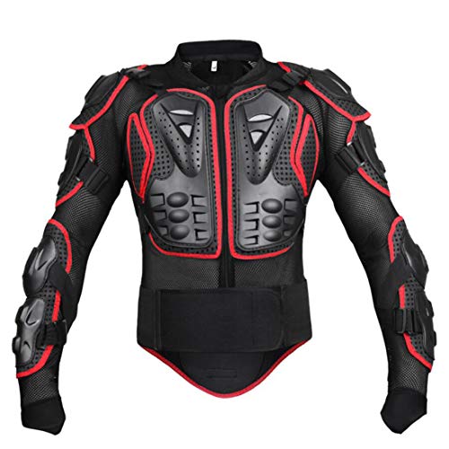 GES Motorrad-Schutzjacke für Motorcross, Rennbekleidung, Schutzausrüstung, Größe 3XL (Schwarz und Rot)