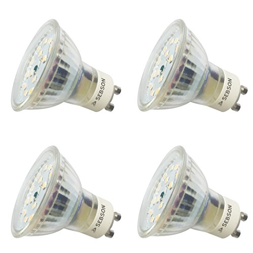 SEBSON® Ra 95 Serie + flimmerfrei, GU10 LED Lampe 5W dimmbar warmweiß, ersetzt 30W, 350lm, 3000K, 230V LED Leuchtmittel, 4er Pack