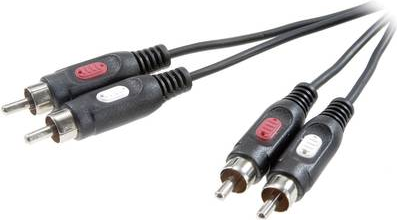 SpeaKa Professional Cinch Audio Anschlusskabel [2x Cinch-Stecker - 2x Cinch-Stecker] 5 m Schwarz (SP-7870196)