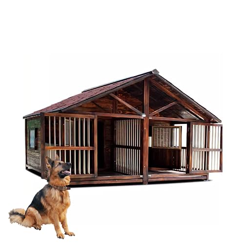 Extra Große Hundehütte Aus Holz, Log Cabin Style Hundehütte Mit Tür Windows, Wetterfeste, Atmungsaktiv Bequem, für Den Innen- Und AußEnbereich Premium Hundehütte(Size:M(168x188x120cm),Color:B)