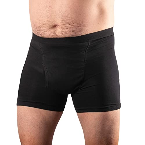 Conni Men's Kalven Boxers, Saugfähige, feuchtigkeitsundurchlässige, waschbare Inkontinenz-Unterwäsche für Männer, schwarz, 2XL