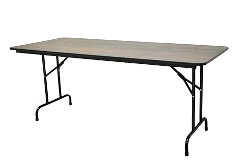 METRO Professional Banketttisch, Stahl/Eichenholz, 184 x 76 x 74 cm, rechteckig, klappbar, schwarz/braun