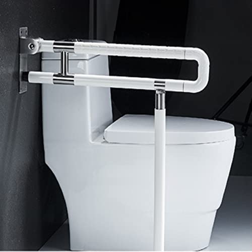 klappbare WC Aufstehhilfe - Stützgriff Sicherheits Haltegriff Stützklappgriff behindertengerecht Toiletten Stütz-Haltegriff hochklappbar robust & solide verarbeitet (75cm, Weiß)