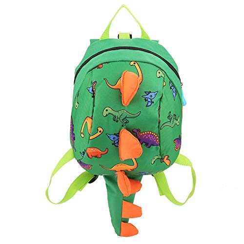 Zerodis Dinosaurier Rucksack Kinder Kinder Kleinkind Tasche Cartoon Rucksack Snack Lunchpaket Reiserucksack mit Sicherheitsgurt Leine für Vorschuljungen Mädchen(Grün)