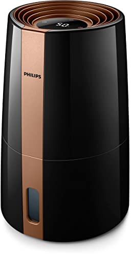 Philips Luftbefeuchter 3000 Serie HU3918/10 (bis zu 45m², hygienische NanoCloud-Technologie, leiser Nachtmodus, Automodus, 3 Liter Wasserbehälter) schwarz