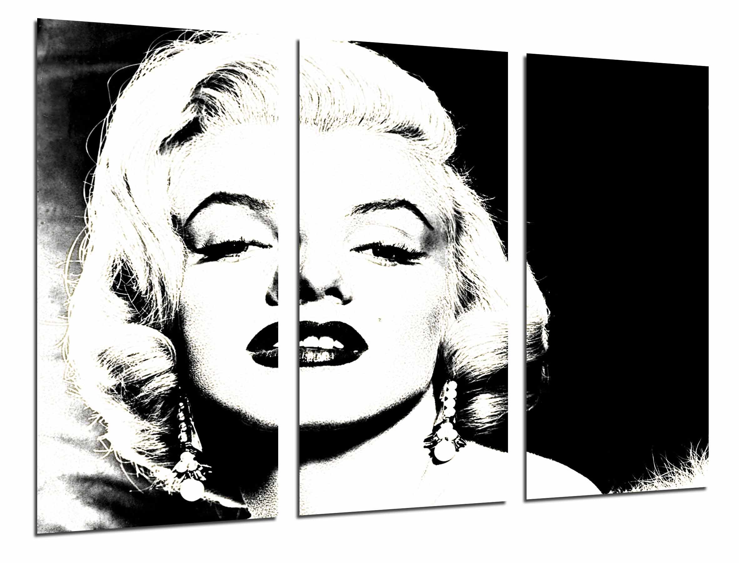 Wandbild - Berühmte sexy Frau, Marilyn Monroe, schwarz und weiß,, 97 x 62 cm, Holzdruck - XXL Format - Kunstdruck, ref.26839